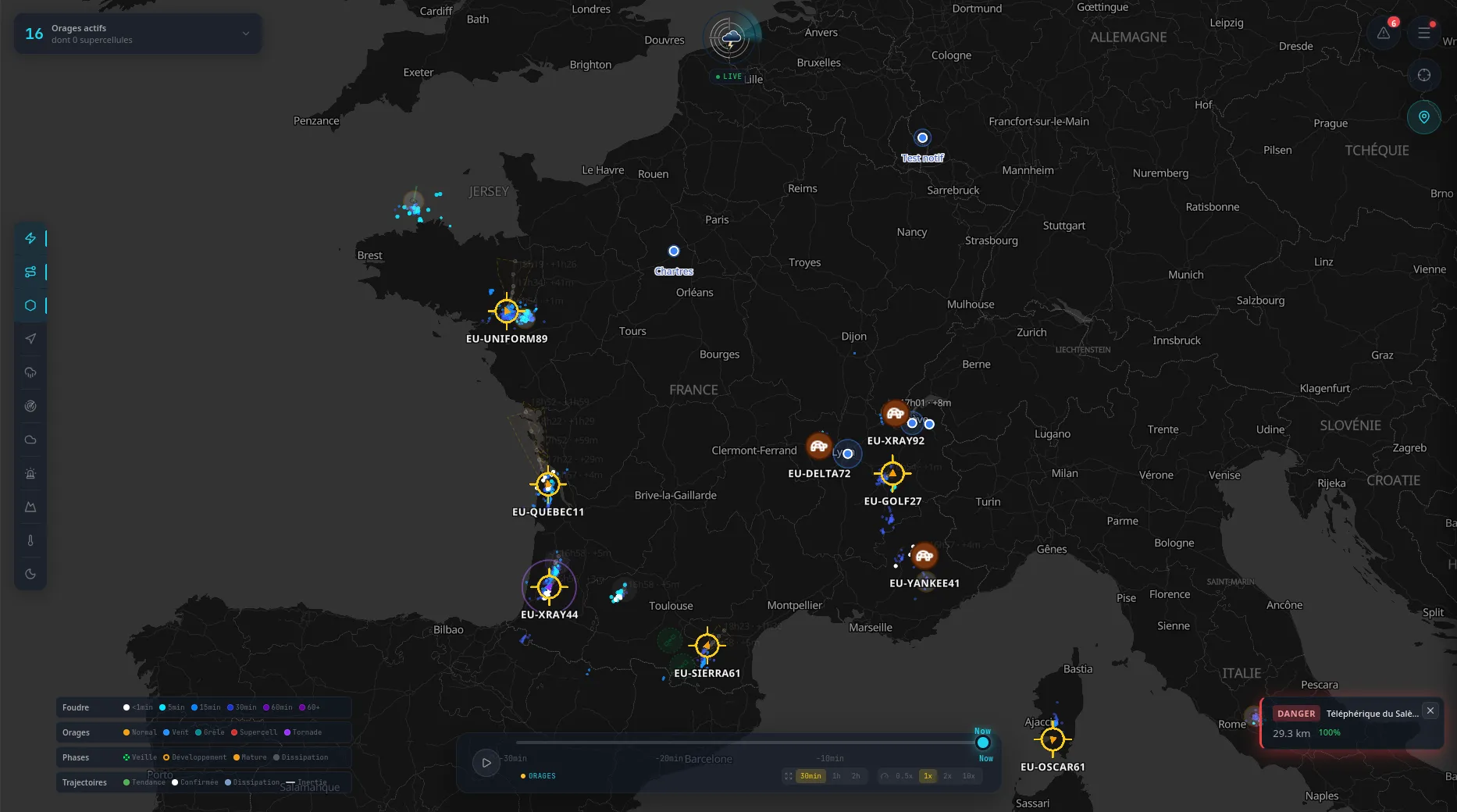 Storm Predict, orages suivis en temps réel sur la France