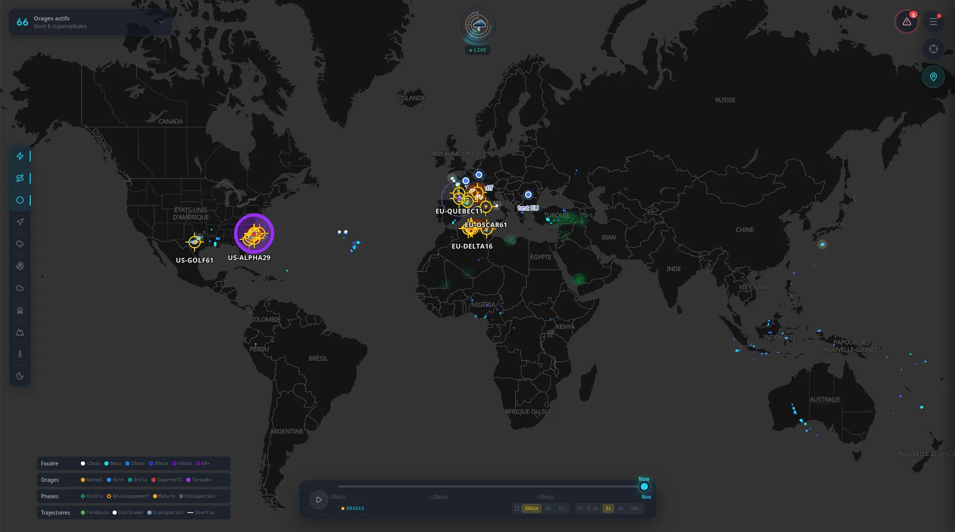 Storm Predict, real-time worldwide storm tracking